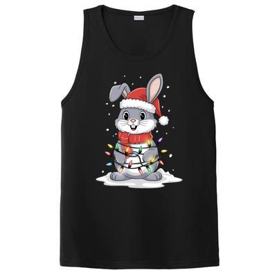 Bunny Santa Hat Christmas Tree Lights Xmas Rabbit Lover Funny Gift PosiCharge Competitor Tank