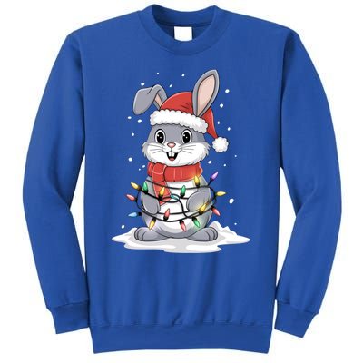 Bunny Santa Hat Christmas Tree Lights Xmas Rabbit Lover Funny Gift Sweatshirt