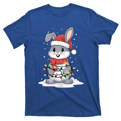 Bunny Santa Hat Christmas Tree Lights Xmas Rabbit Lover Funny Gift T-Shirt