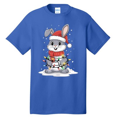 Bunny Santa Hat Christmas Tree Lights Xmas Rabbit Lover Funny Gift Tall T-Shirt