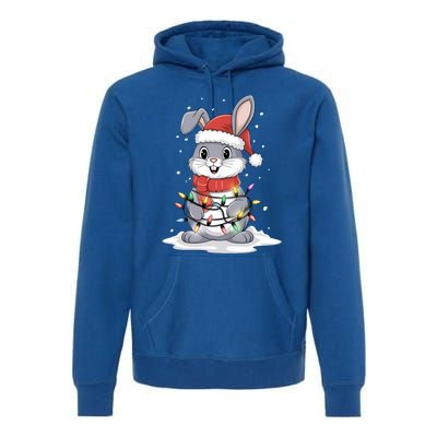 Bunny Santa Hat Christmas Tree Lights Xmas Rabbit Lover Funny Gift Premium Hoodie