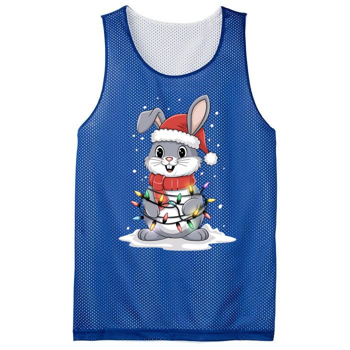 Bunny Santa Hat Christmas Tree Lights Xmas Rabbit Lover Funny Gift Mesh Reversible Basketball Jersey Tank