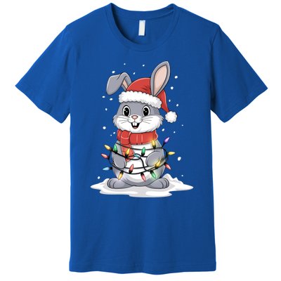 Bunny Santa Hat Christmas Tree Lights Xmas Rabbit Lover Funny Gift Premium T-Shirt