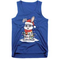 Bunny Santa Hat Christmas Tree Lights Xmas Rabbit Lover Funny Gift Tank Top