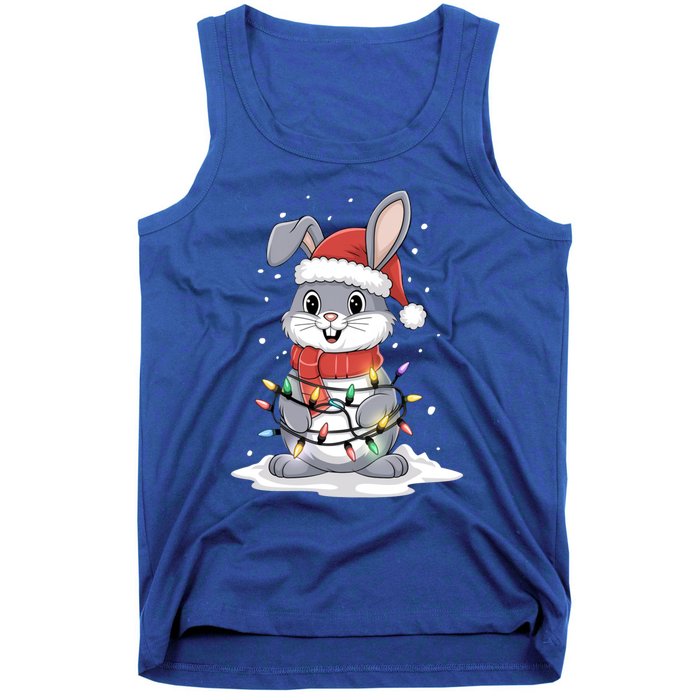 Bunny Santa Hat Christmas Tree Lights Xmas Rabbit Lover Funny Gift Tank Top