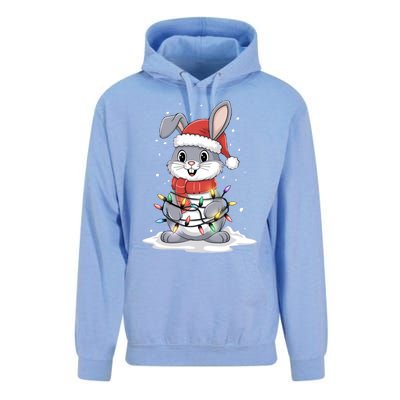 Bunny Santa Hat Christmas Tree Lights Xmas Rabbit Lover Funny Gift Unisex Surf Hoodie