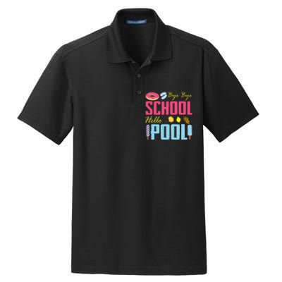 Bye School Hello Pool Beach Last Day Of School Dry Zone Grid Polo