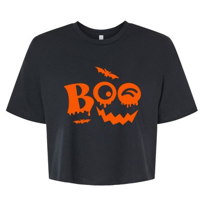 Boo Spooky Halloween Festive Bella+Canvas Jersey Crop Tee