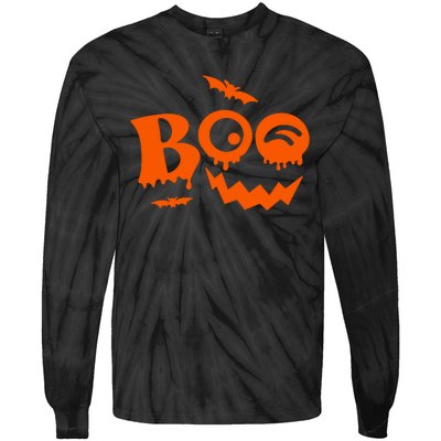 Boo Spooky Halloween Festive Tie-Dye Long Sleeve Shirt