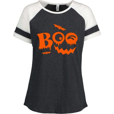 Boo Spooky Halloween Festive Enza Ladies Jersey Colorblock Tee