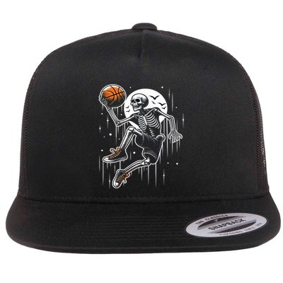 Basketball Skeleton Halloween Basketball Halloween Cute Gift Flat Bill Trucker Hat