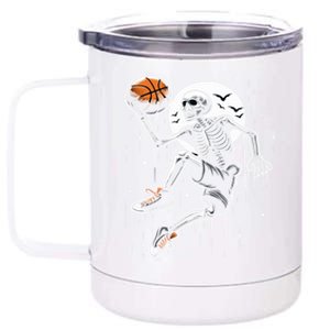 Basketball Skeleton Halloween Basketball Halloween Cute Gift 12 oz Stainless Steel Tumbler Cup