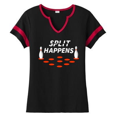 Bowling Split Happens Ladies Halftime Notch Neck Tee