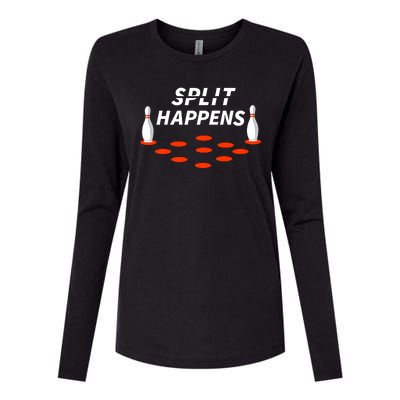 Bowling Split Happens Womens Cotton Relaxed Long Sleeve T-Shirt