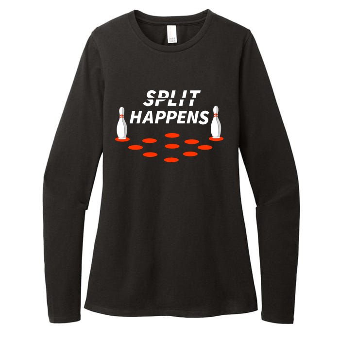 Bowling Split Happens Womens CVC Long Sleeve Shirt