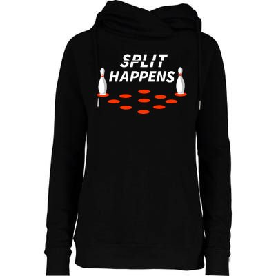 Bowling Split Happens Womens Funnel Neck Pullover Hood