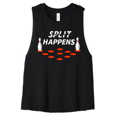 Bowling Split Happens Women's Racerback Cropped Tank