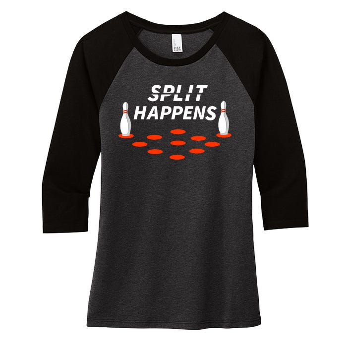 Bowling Split Happens Women's Tri-Blend 3/4-Sleeve Raglan Shirt