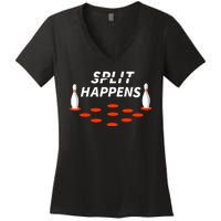 Bowling Split Happens Women's V-Neck T-Shirt