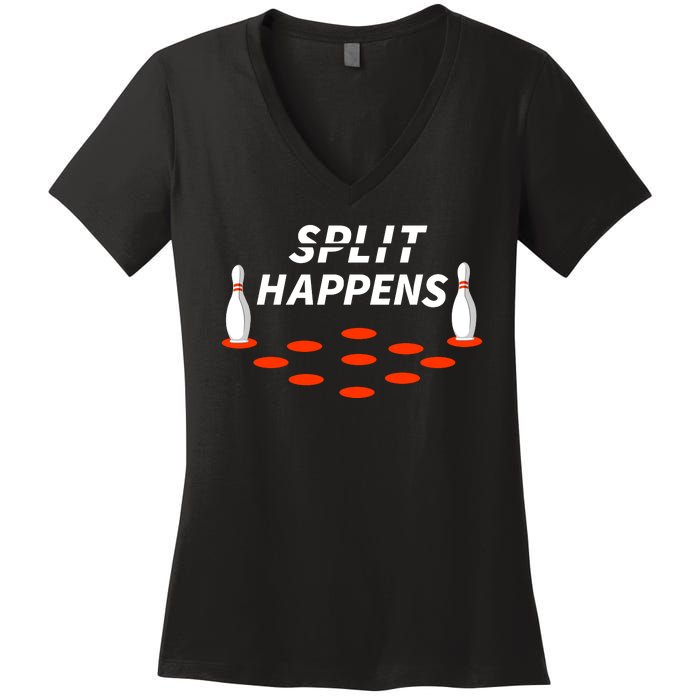 Bowling Split Happens Women's V-Neck T-Shirt