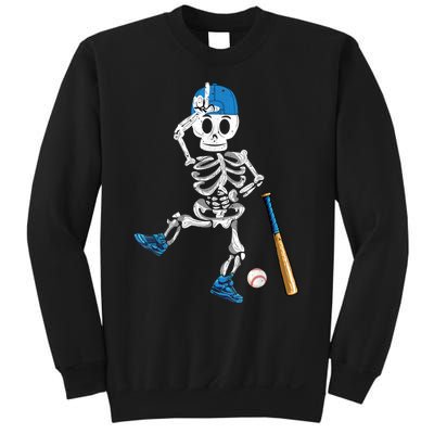 Baseball Skeleton Halloween Vintage Baseball Playing Sweatshirt