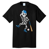 Baseball Skeleton Halloween Vintage Baseball Playing Tall T-Shirt