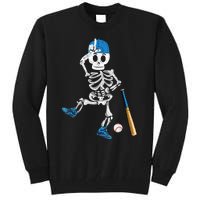 Baseball Skeleton Halloween Vintage Baseball Playing Tall Sweatshirt