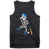 Baseball Skeleton Halloween Vintage Baseball Playing Tank Top