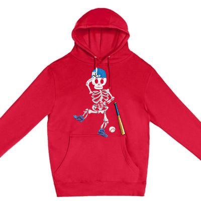 Baseball Skeleton Halloween Vintage Baseball Playing Premium Pullover Hoodie