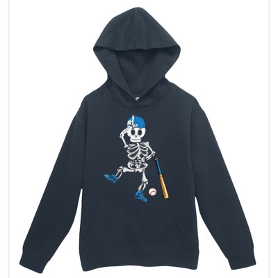 Baseball Skeleton Halloween Vintage Baseball Playing Urban Pullover Hoodie