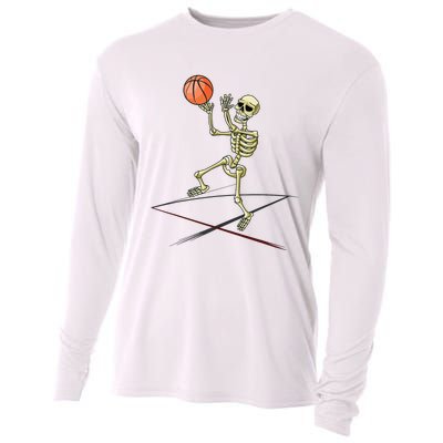 Basketball Skeleton Halloween Boy Basketball Halloween Cooling Performance Long Sleeve Crew