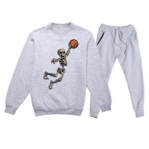 Basketball Skeleton Halloween Boy Basketball Halloween Premium Crewneck Sweatsuit Set