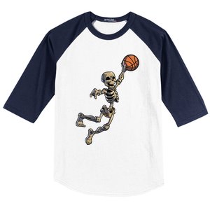 Basketball Skeleton Halloween Boy Basketball Halloween Baseball Sleeve Shirt