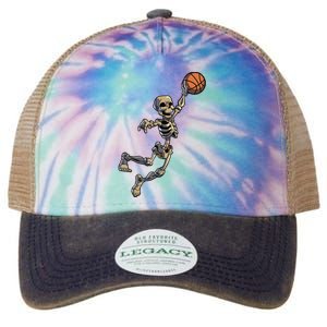 Basketball Skeleton Halloween Boy Basketball Halloween Legacy Tie Dye Trucker Hat