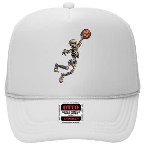 Basketball Skeleton Halloween Boy Basketball Halloween High Crown Mesh Back Trucker Hat