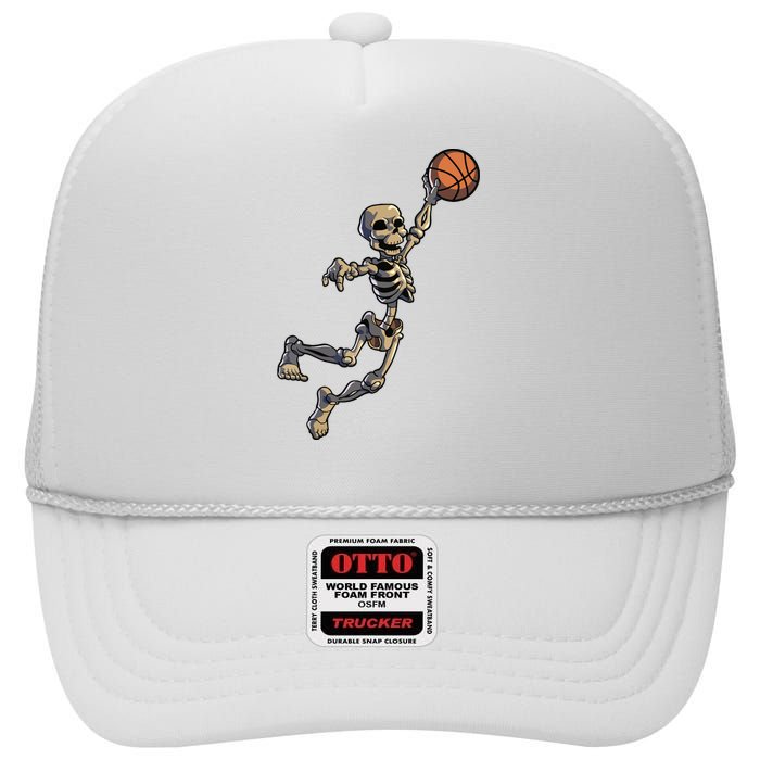 Basketball Skeleton Halloween Boy Basketball Halloween High Crown Mesh Back Trucker Hat