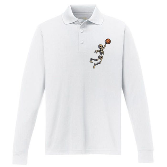 Basketball Skeleton Halloween Boy Basketball Halloween Performance Long Sleeve Polo