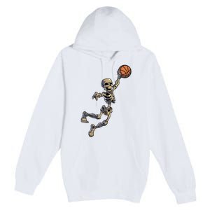 Basketball Skeleton Halloween Boy Basketball Halloween Premium Pullover Hoodie