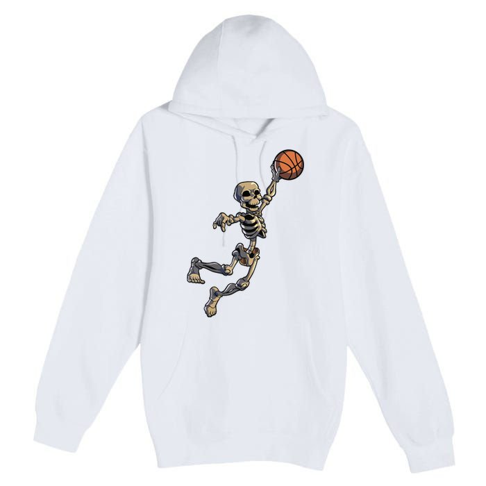 Basketball Skeleton Halloween Boy Basketball Halloween Premium Pullover Hoodie