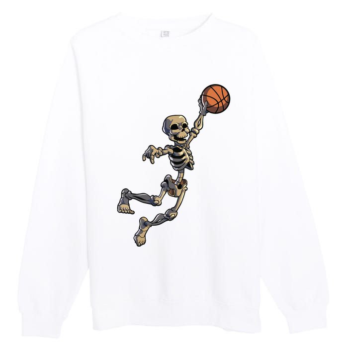 Basketball Skeleton Halloween Boy Basketball Halloween Premium Crewneck Sweatshirt