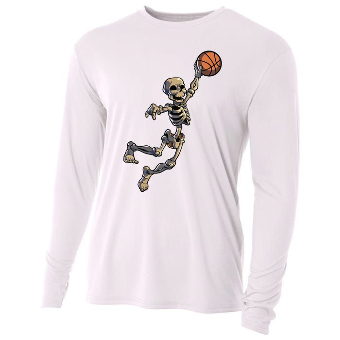 Basketball Skeleton Halloween Boy Basketball Halloween Cooling Performance Long Sleeve Crew