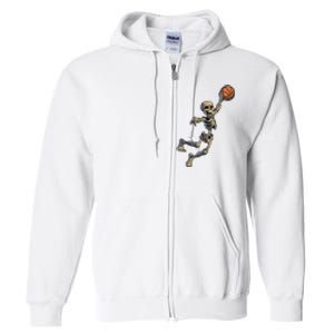 Basketball Skeleton Halloween Boy Basketball Halloween Full Zip Hoodie