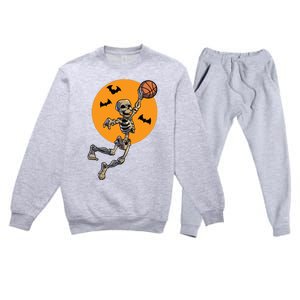 Basketball Skeleton Halloween Boy Basketball Halloween Premium Crewneck Sweatsuit Set