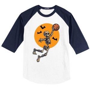 Basketball Skeleton Halloween Boy Basketball Halloween Baseball Sleeve Shirt