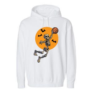 Basketball Skeleton Halloween Boy Basketball Halloween Garment-Dyed Fleece Hoodie