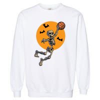 Basketball Skeleton Halloween Boy Basketball Halloween Garment-Dyed Sweatshirt