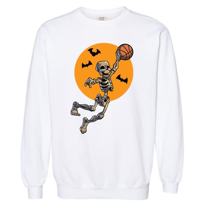 Basketball Skeleton Halloween Boy Basketball Halloween Garment-Dyed Sweatshirt