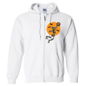 Basketball Skeleton Halloween Boy Basketball Halloween Full Zip Hoodie