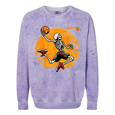 Basketball Skeleton Halloween Spooky Basketball Player Colorblast Crewneck Sweatshirt