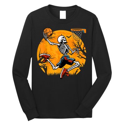 Basketball Skeleton Halloween Spooky Basketball Player Long Sleeve Shirt